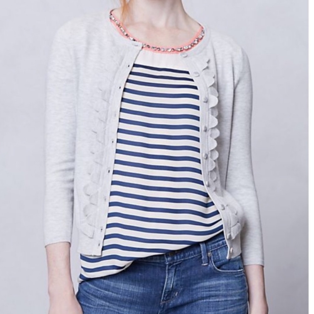 Anthropologie Shoreline Scalloped Cardigan